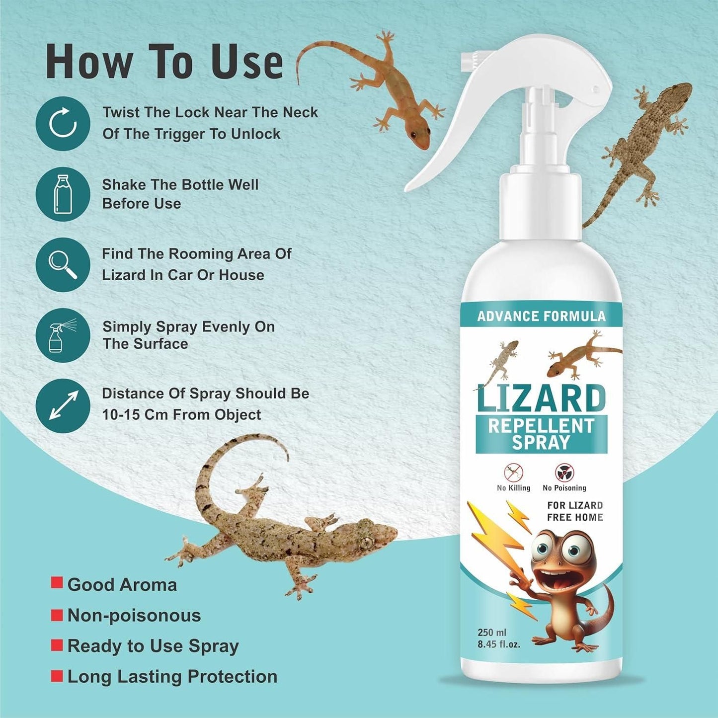 🦎 Lizard Repellent Spray (Pack of 2)