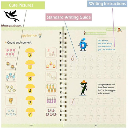 Grabitme Magic Practice Copybook (4 Book + 1 Pen + 10 Refill + 1 Eraser)