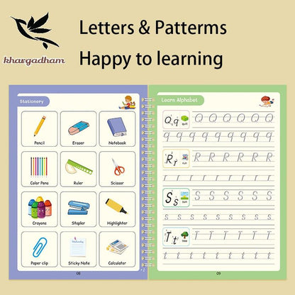 Grabitme Magic Practice Copybook (4 Book + 1 Pen + 10 Refill + 1 Eraser)