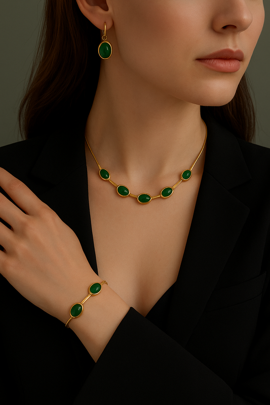 Crystal Pendant Necklace Set